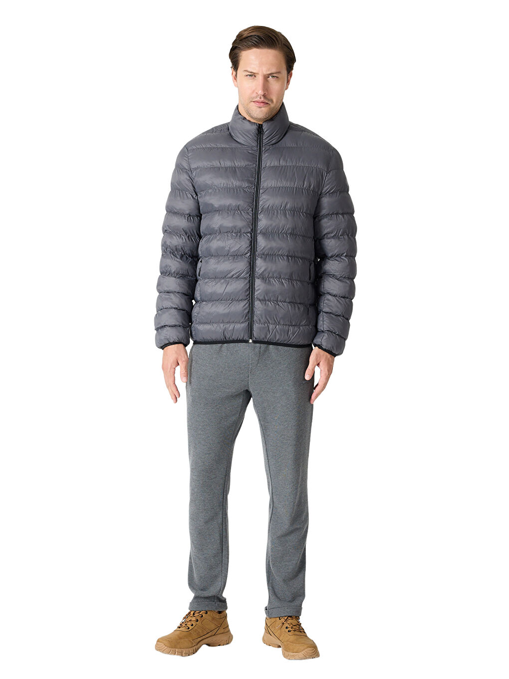 BRAUM Erkek Şişme Koyu Gri Mont & Kaban-6