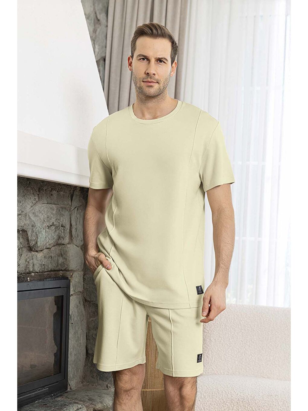 Yeşil Erkek Kısa Kol Şortlu Bambu Pijama Takımı 260017 Mint