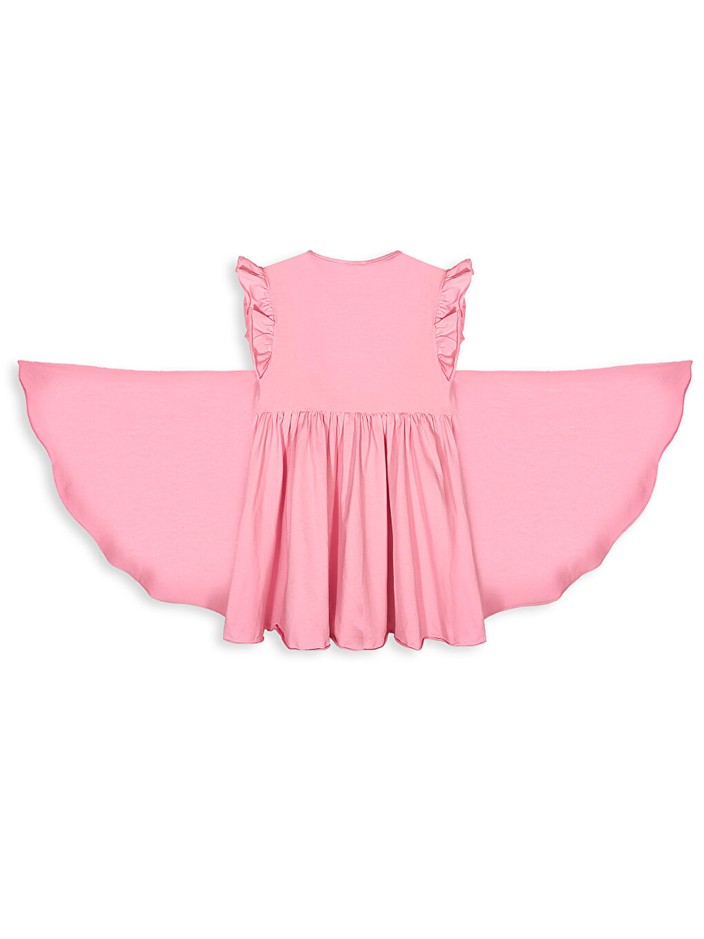 Kelebek Kol Kız Çocuk Pembe Elbise-4
