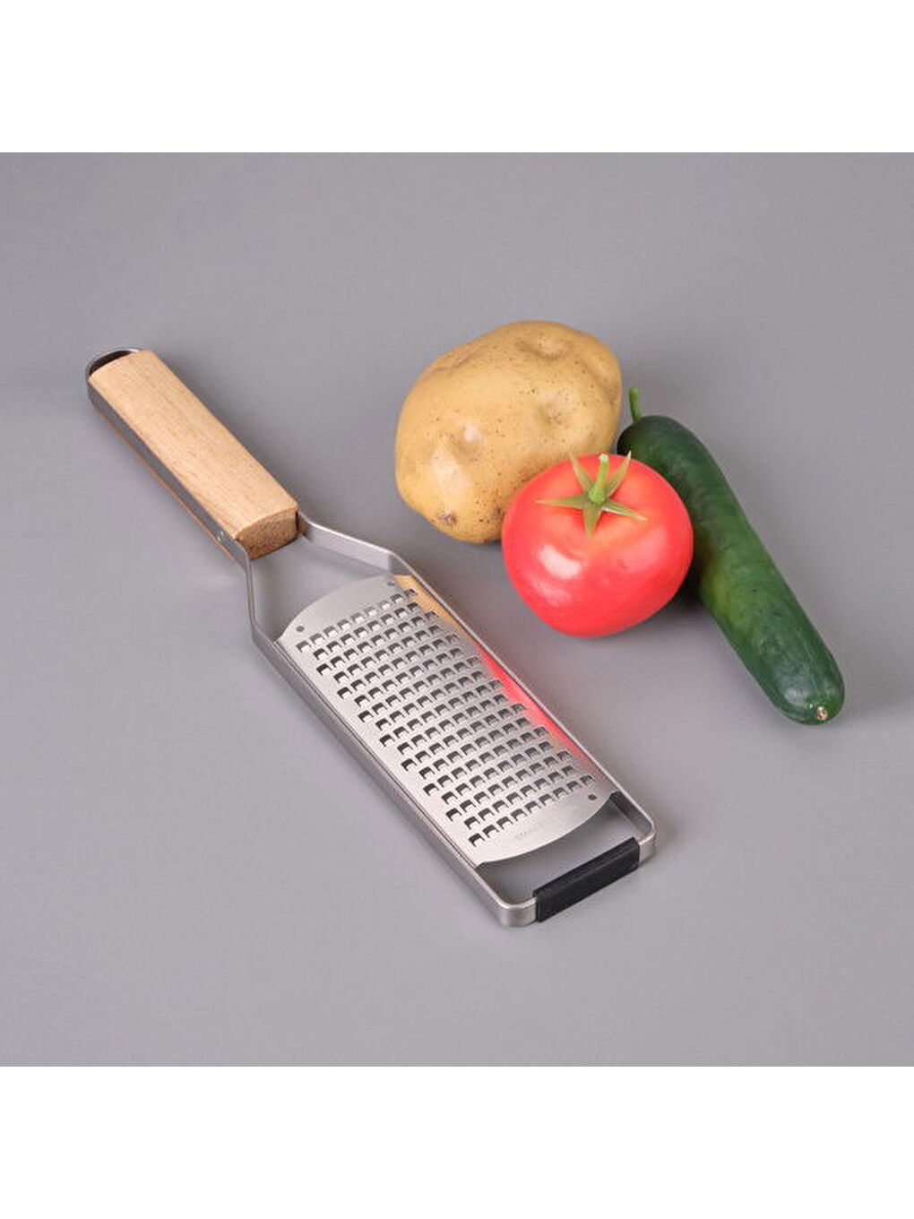 Ahşap Saplı Yuvarlak Bıçaklı El Rendesi - Açık Kahverengi / Gri-2