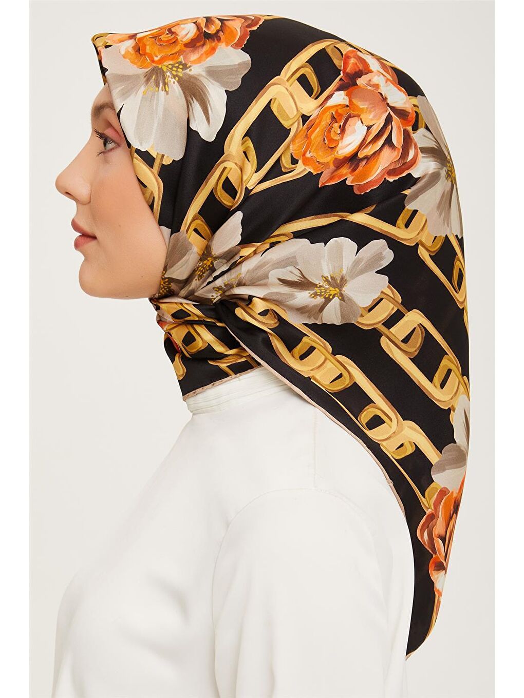 Turuncu Twill İpek Eşarp 23Ka9034 02-2