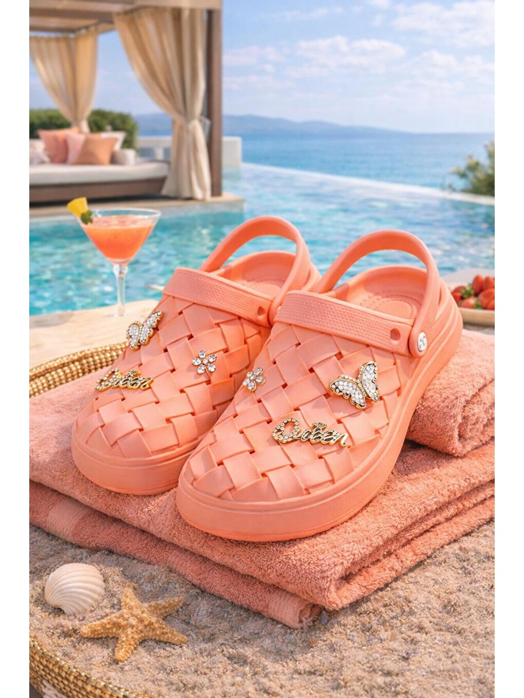 Pembe Calx Kadın Deniz Plaj Havuz Üstü Kapalı Kaydırmaz Sandalet Terlik-3
