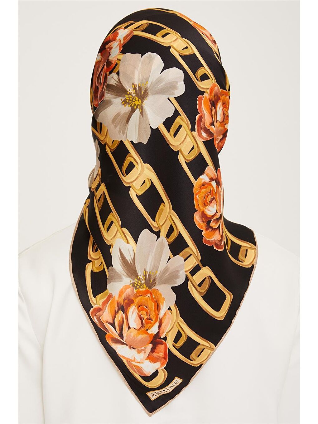 Turuncu Twill İpek Eşarp 23Ka9034 02-3