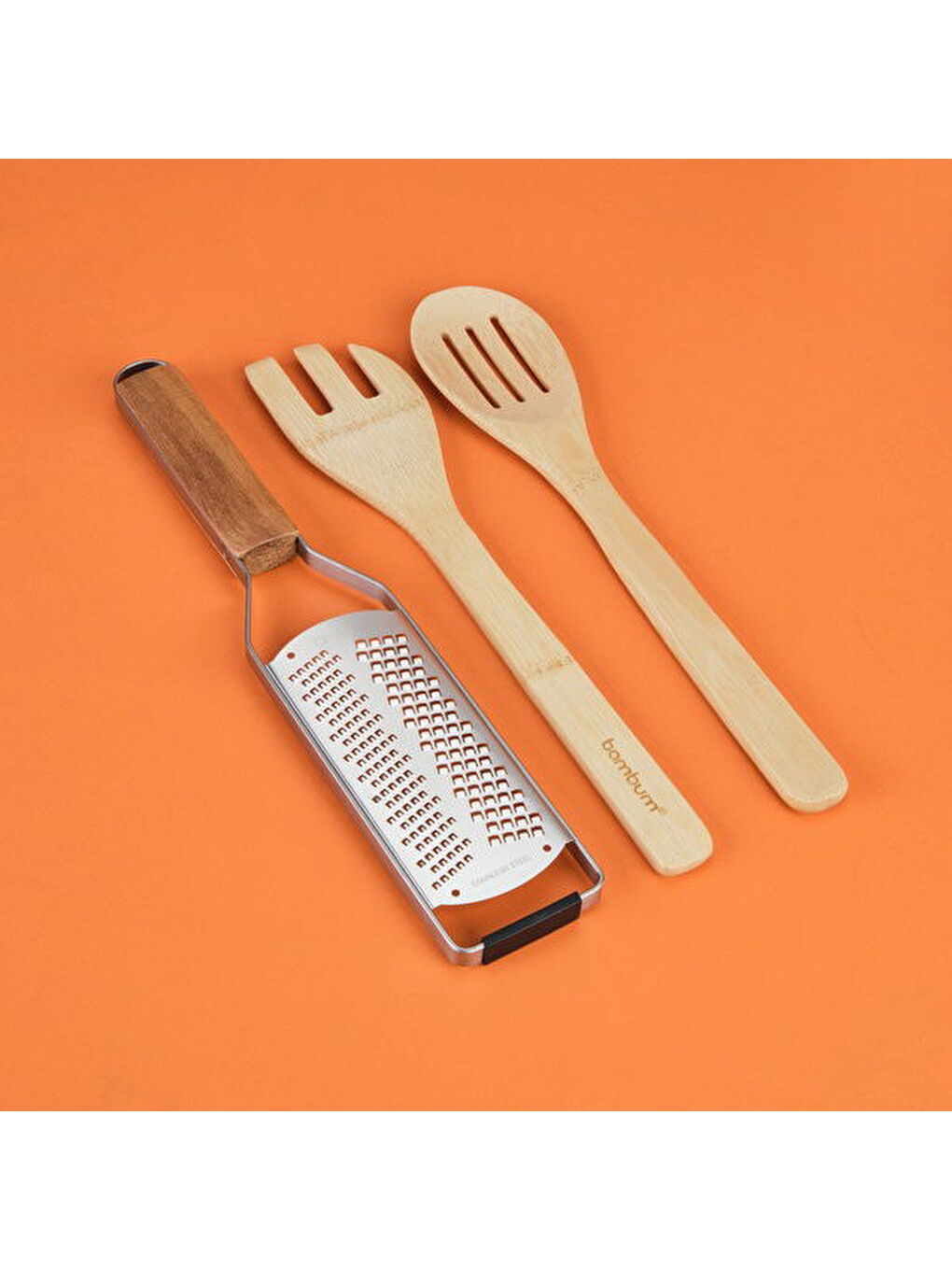 Ahşap Saplı Çizgili Bıçaklı El Rendesi - Açık Kahverengi / Gri-2