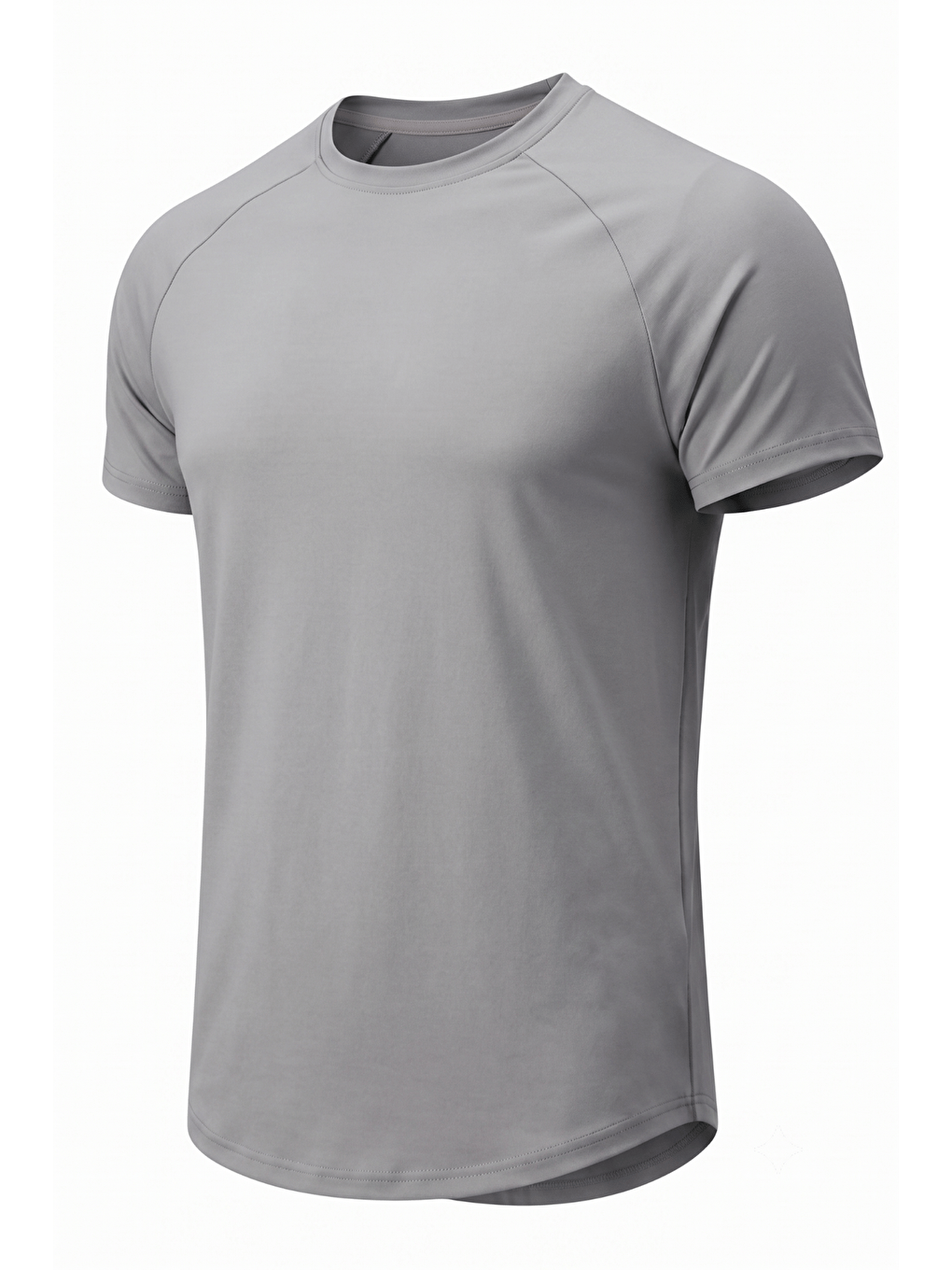 Gri Erkek Spor Tişört Fitness Antrenman Tişörtü Oval Kesim Elastanlı Süprem Reglan Kol OVAL-T22