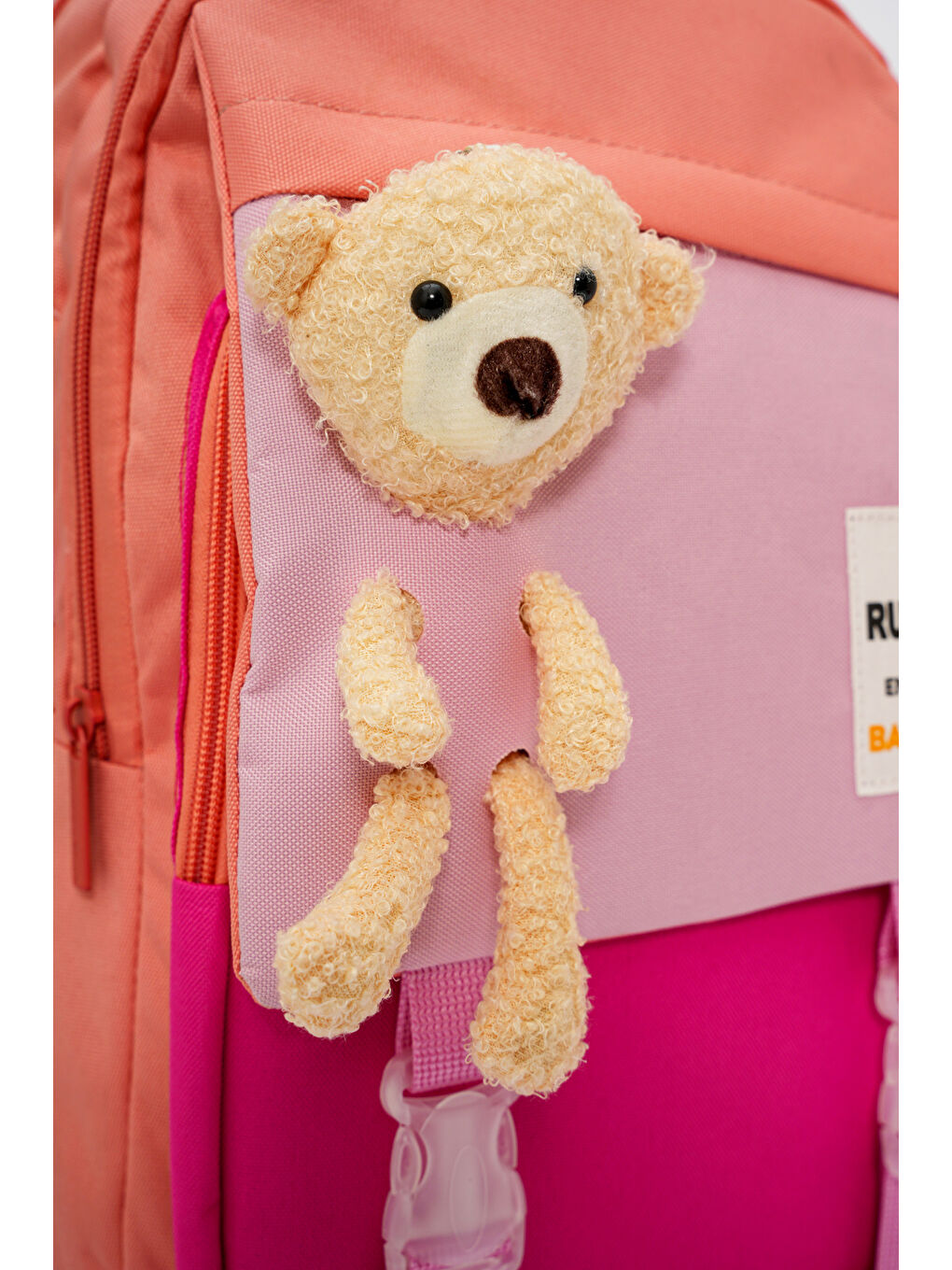 Pelüş Ayıcık Detaylı Kız Çocuk İlkokul Çanta Seti-4