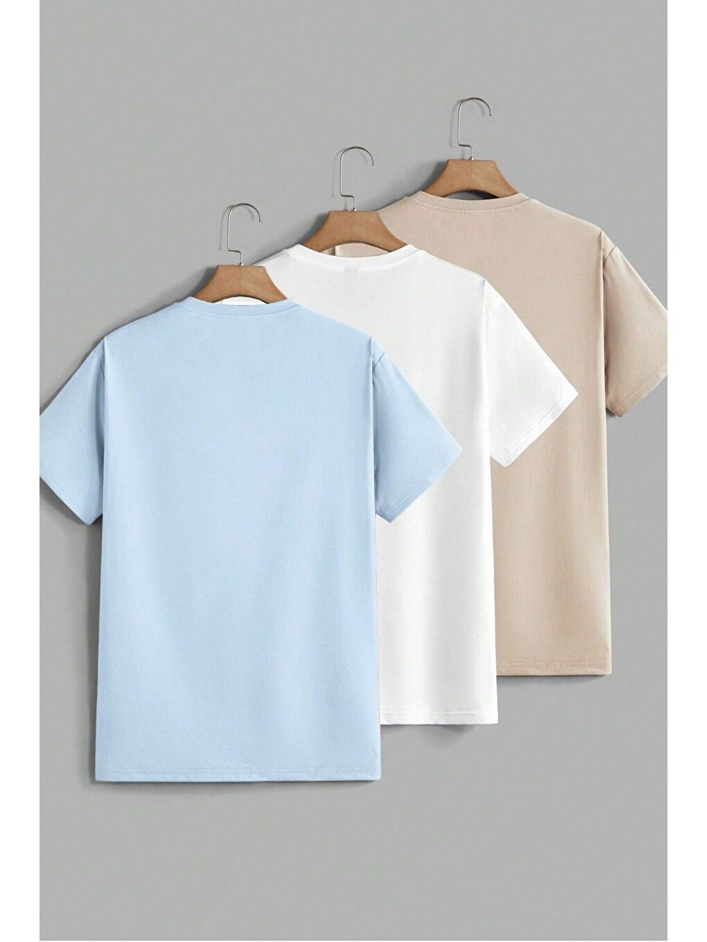 Karışık Kadın Bebe CANLIvi Beyaz Bej Bisiklet Yaka Düz 3 lü Tişört-1