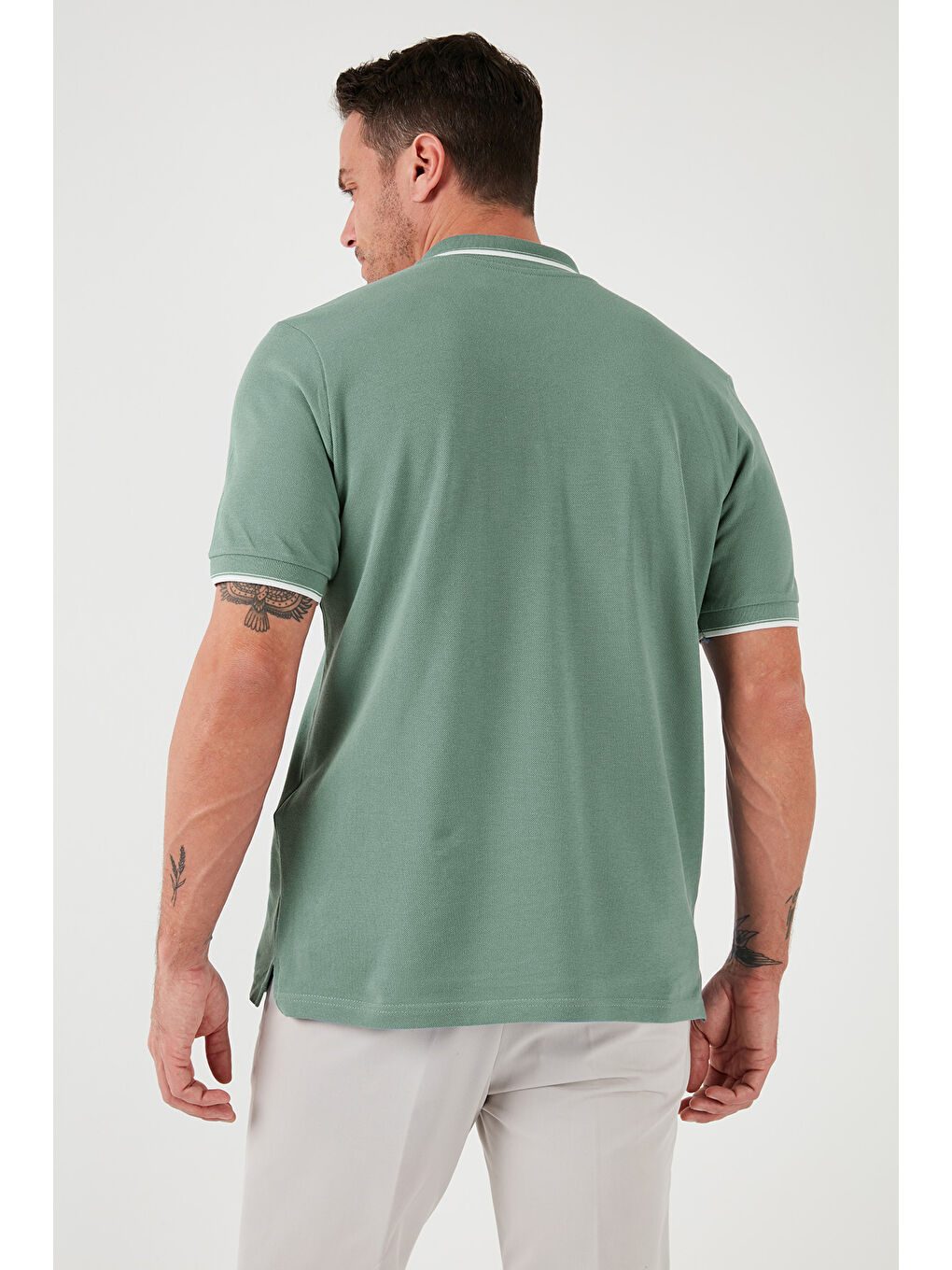 Antrasit Pamuklu Slim Fit Şerit Detaylı Düğmeli Polo Yaka 3'lü Paket T Shirt 5902118S3-4