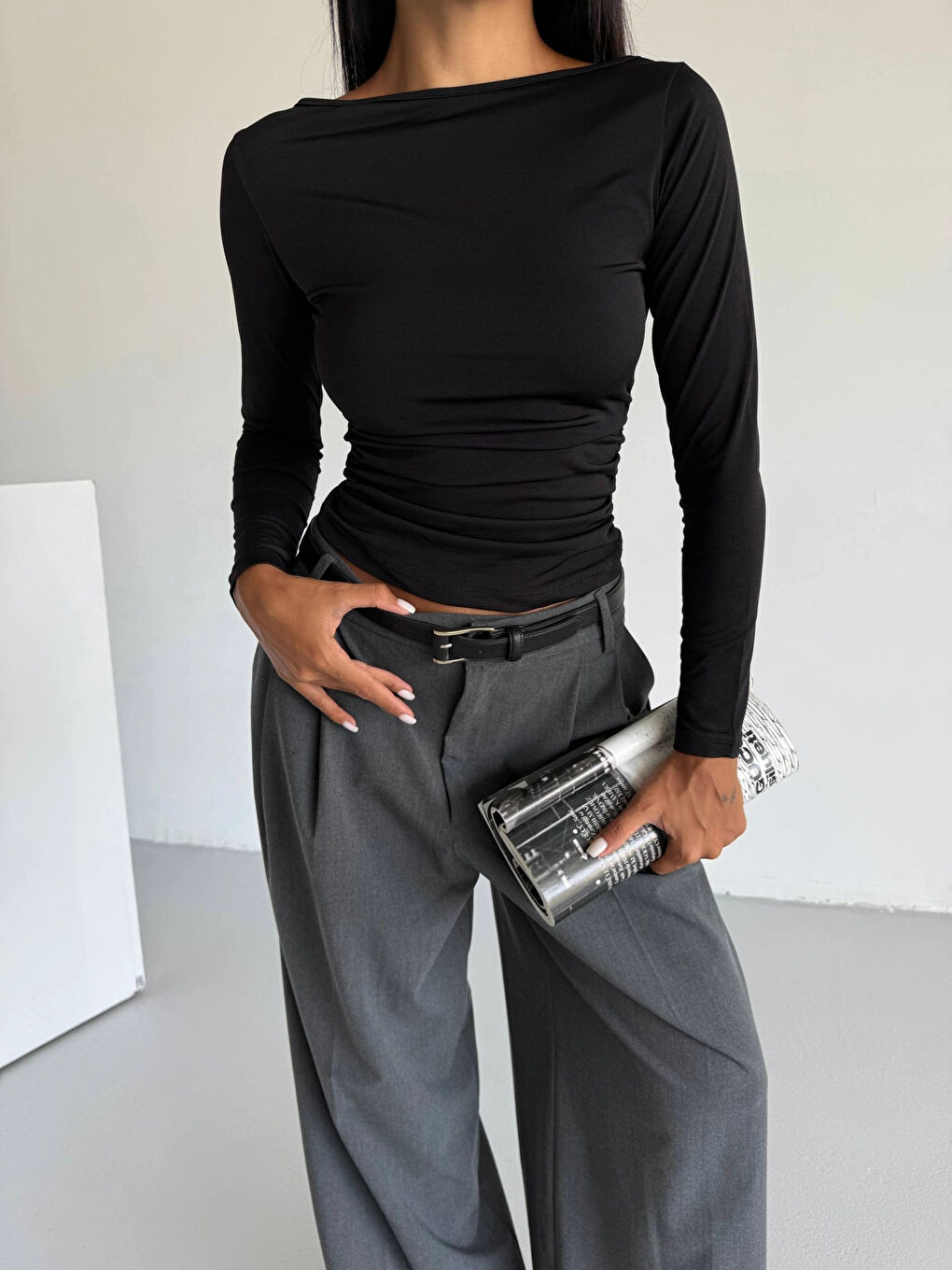 Kadın Siyah Uzun Kollu Sany Bluz HZL25S-FRY123351