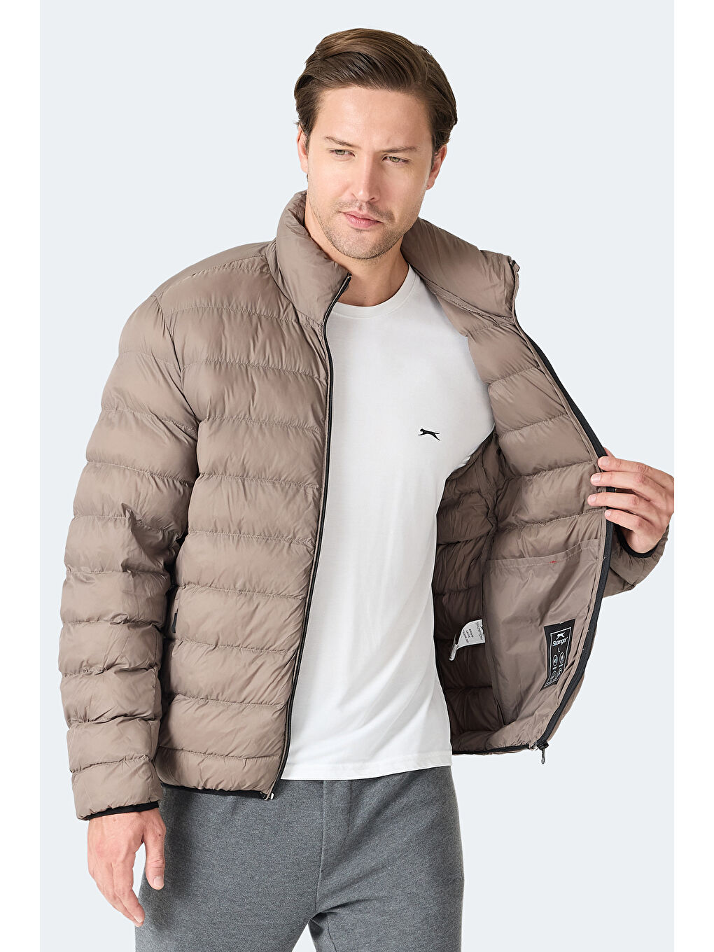 Kahverengi BRAUM Erkek Şişme Kahve Mont & Kaban-5