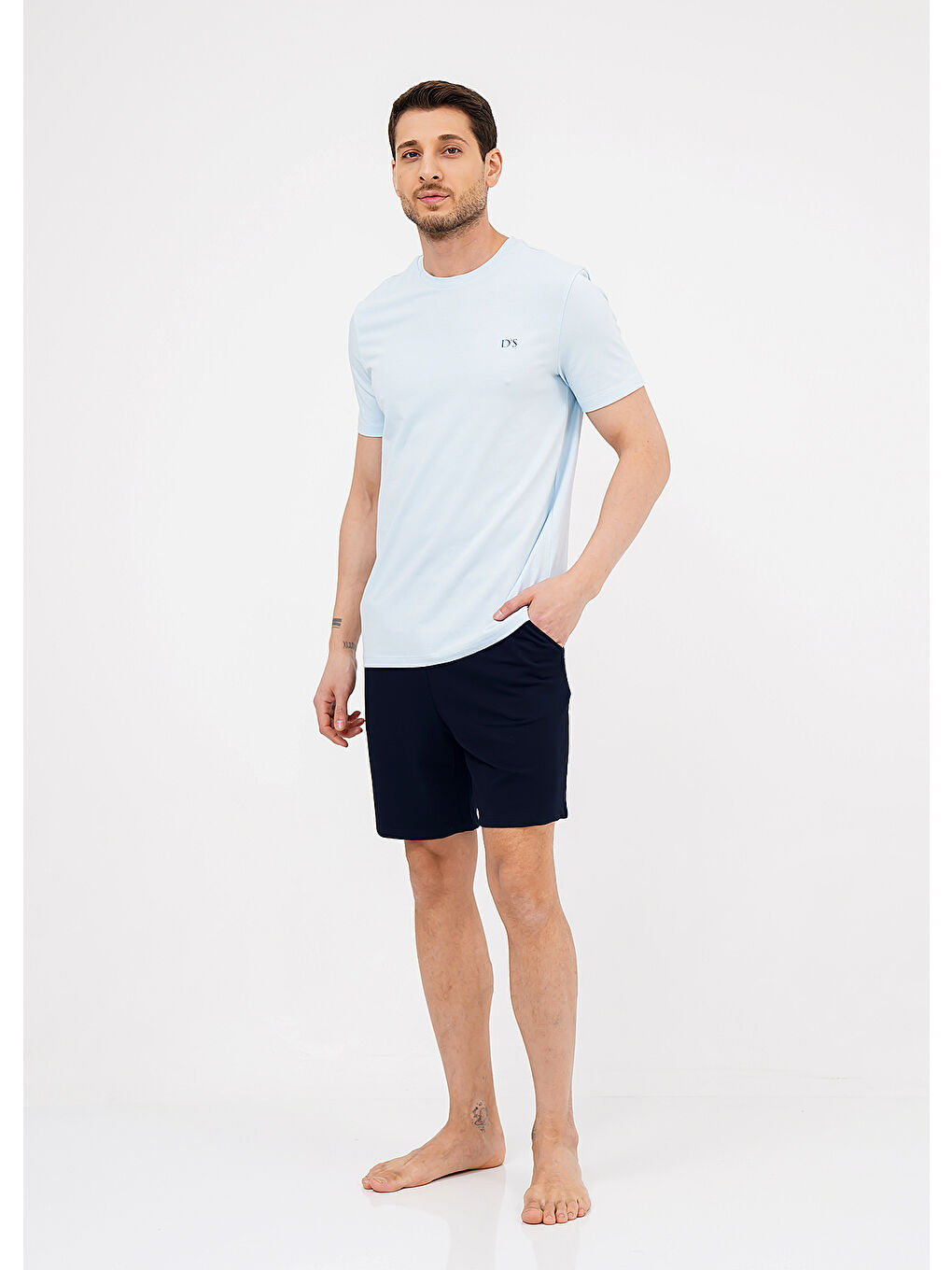 Lacivert Ribana Şort Takımı LACİVERT