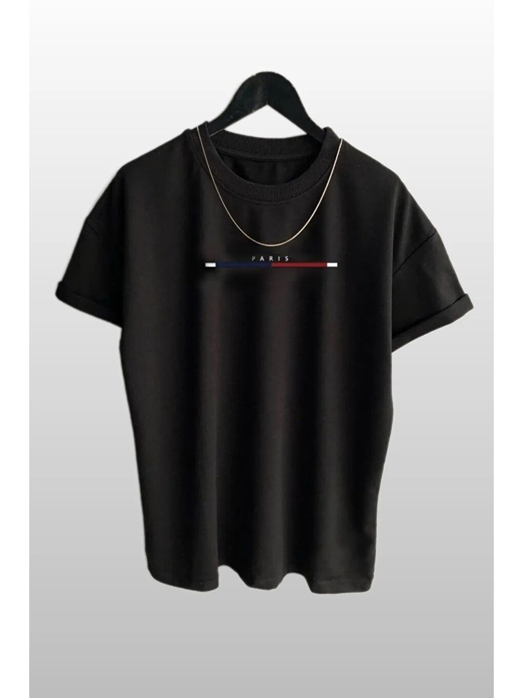 Kadın Bisiklet Yaka Paris Baskılı Siyah Beyaz Gri 3 lü Tişört-3