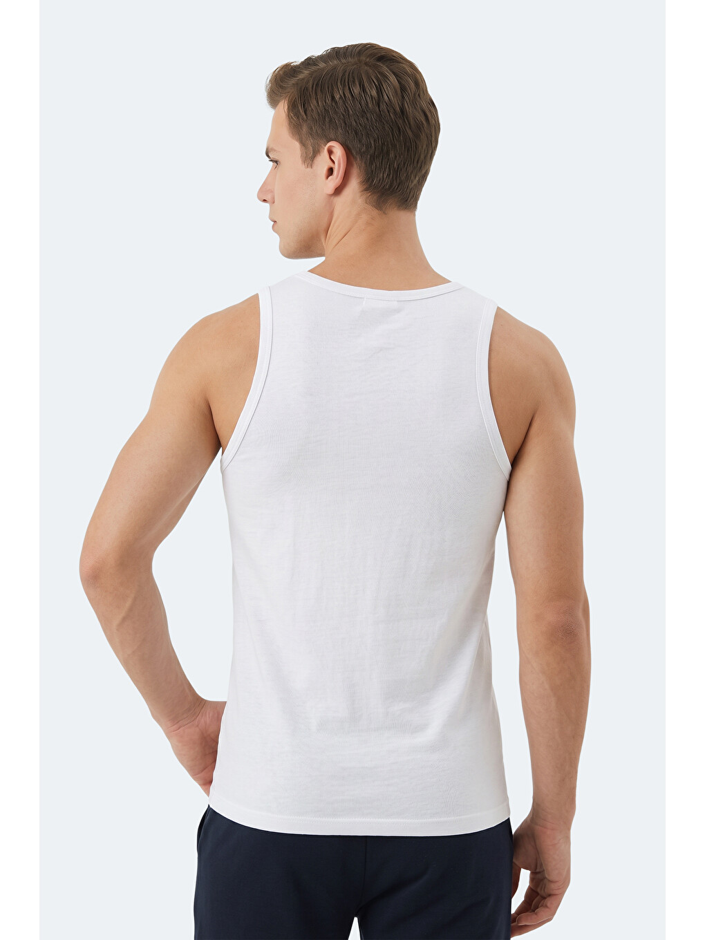 HOKEY Erkek Slim Fıt Kolsuz Beyaz Atlet-6