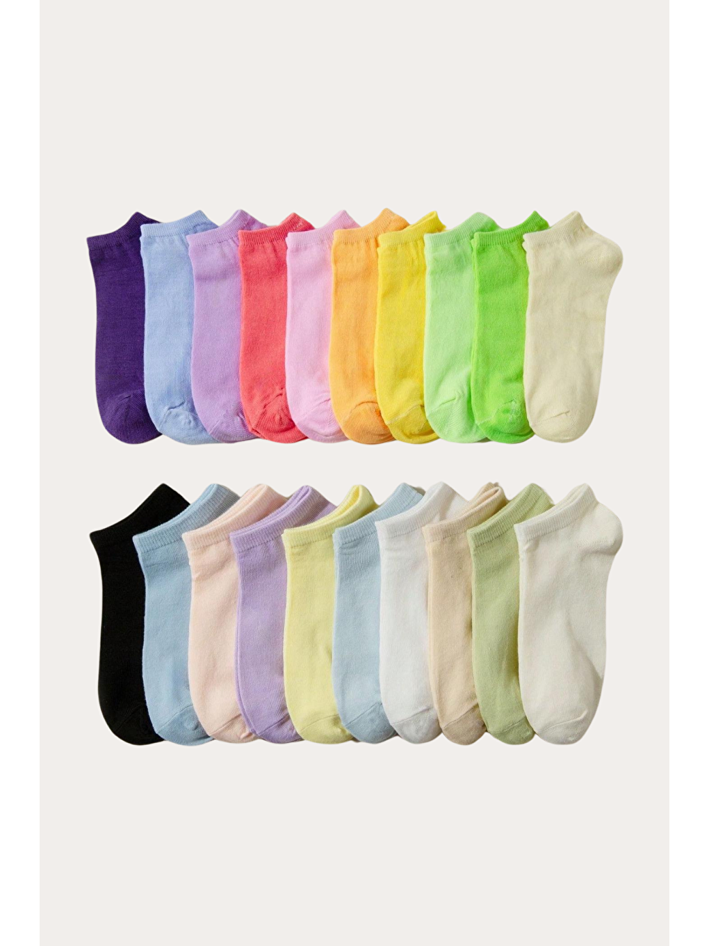 Karışık Kadın 10'Lu Step Çorap Çok Renkli-1