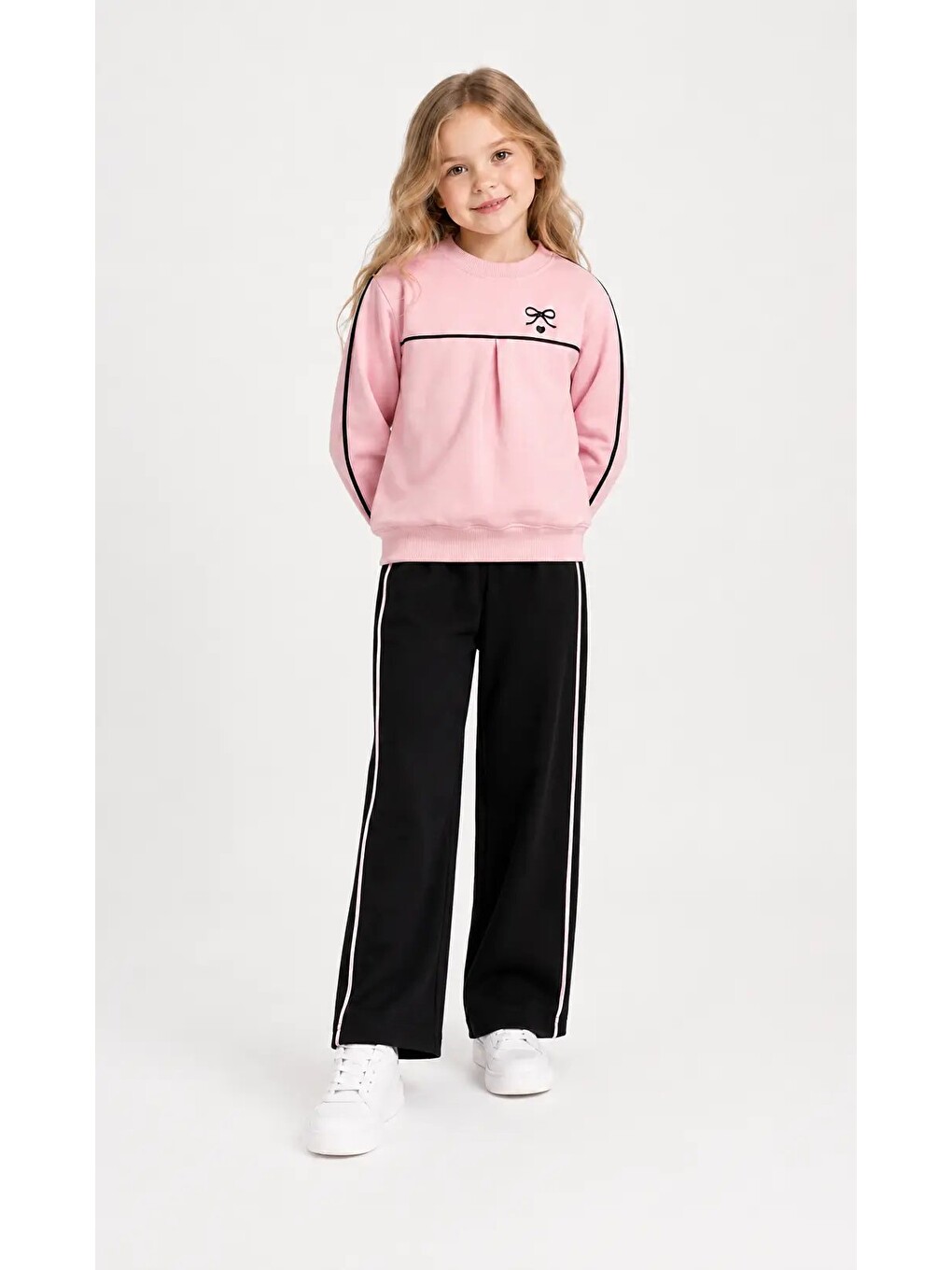 Pembe Fiyonk Nakışlı Kız Çocuk Takım 32151-2