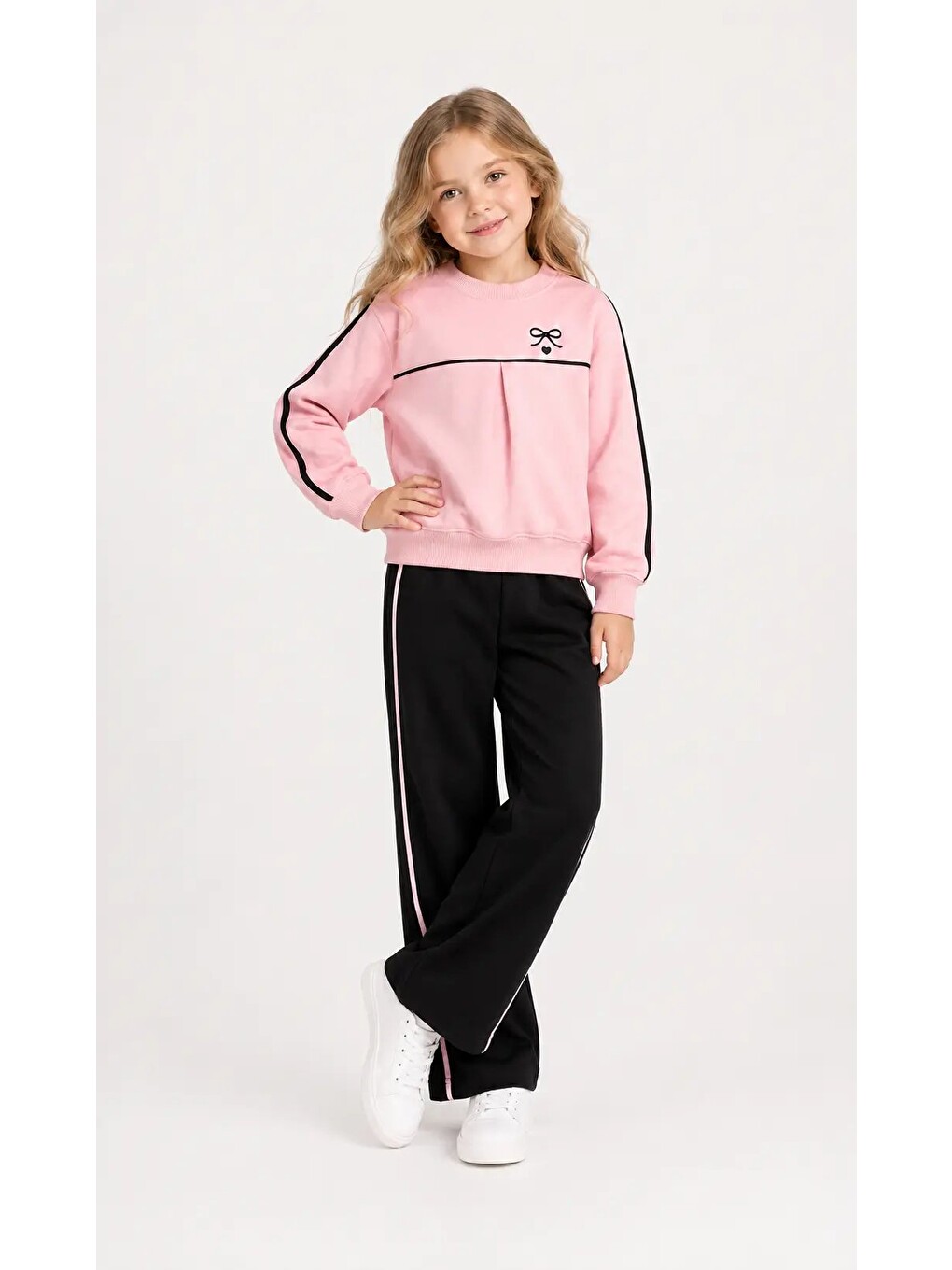 Pembe Fiyonk Nakışlı Kız Çocuk Takım 32151-4