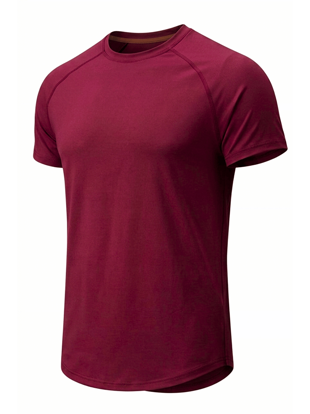 Bordo Erkek Spor Tişört Fitness Antrenman Tişörtü Oval Kesim Elastanlı Süprem Reglan Kol OVAL-T22