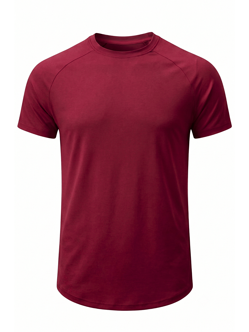 Bordo Erkek Spor Tişört Fitness Antrenman Tişörtü Oval Kesim Elastanlı Süprem Reglan Kol OVAL-T22-1