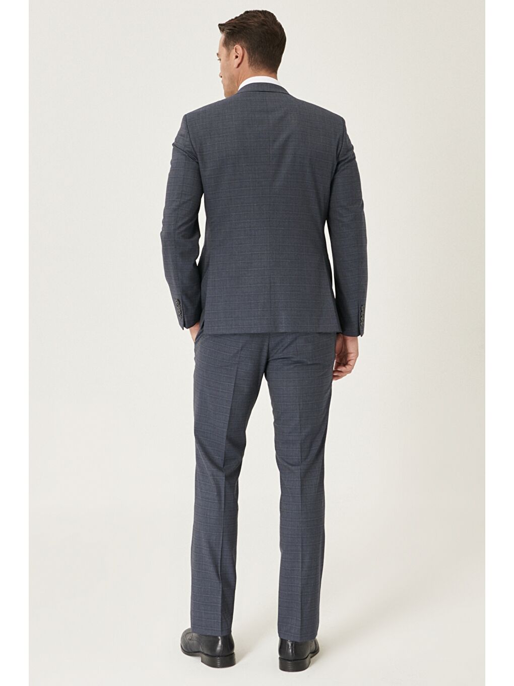 Erkek Lacivert-Siyah Slim Fit Dar Kesim Su Geçirmez Yelekli Nano Takım Elbise-6