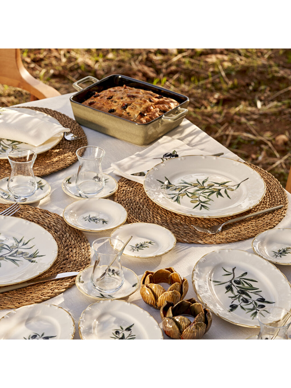 Olive Porselen 26 Parça 6 Kişilik Kahvaltı Takımı Yeşil-1