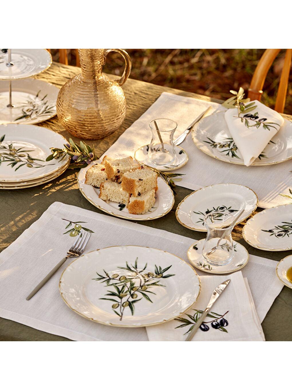 Olive Porselen 26 Parça 6 Kişilik Kahvaltı Takımı Yeşil-4