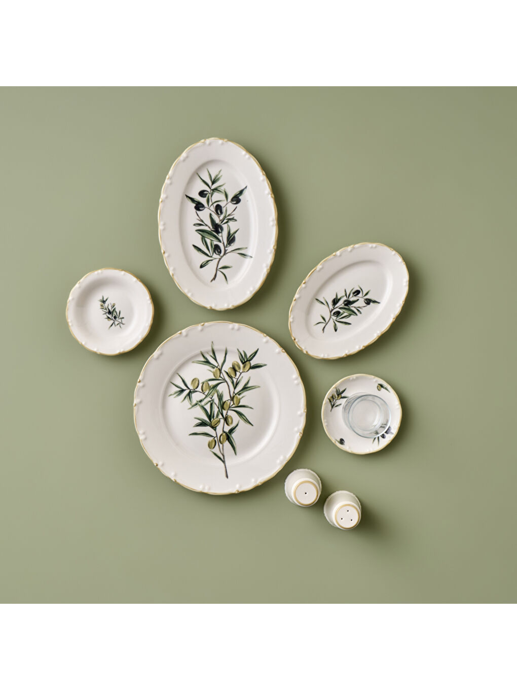 Olive Porselen 26 Parça 6 Kişilik Kahvaltı Takımı Yeşil-5