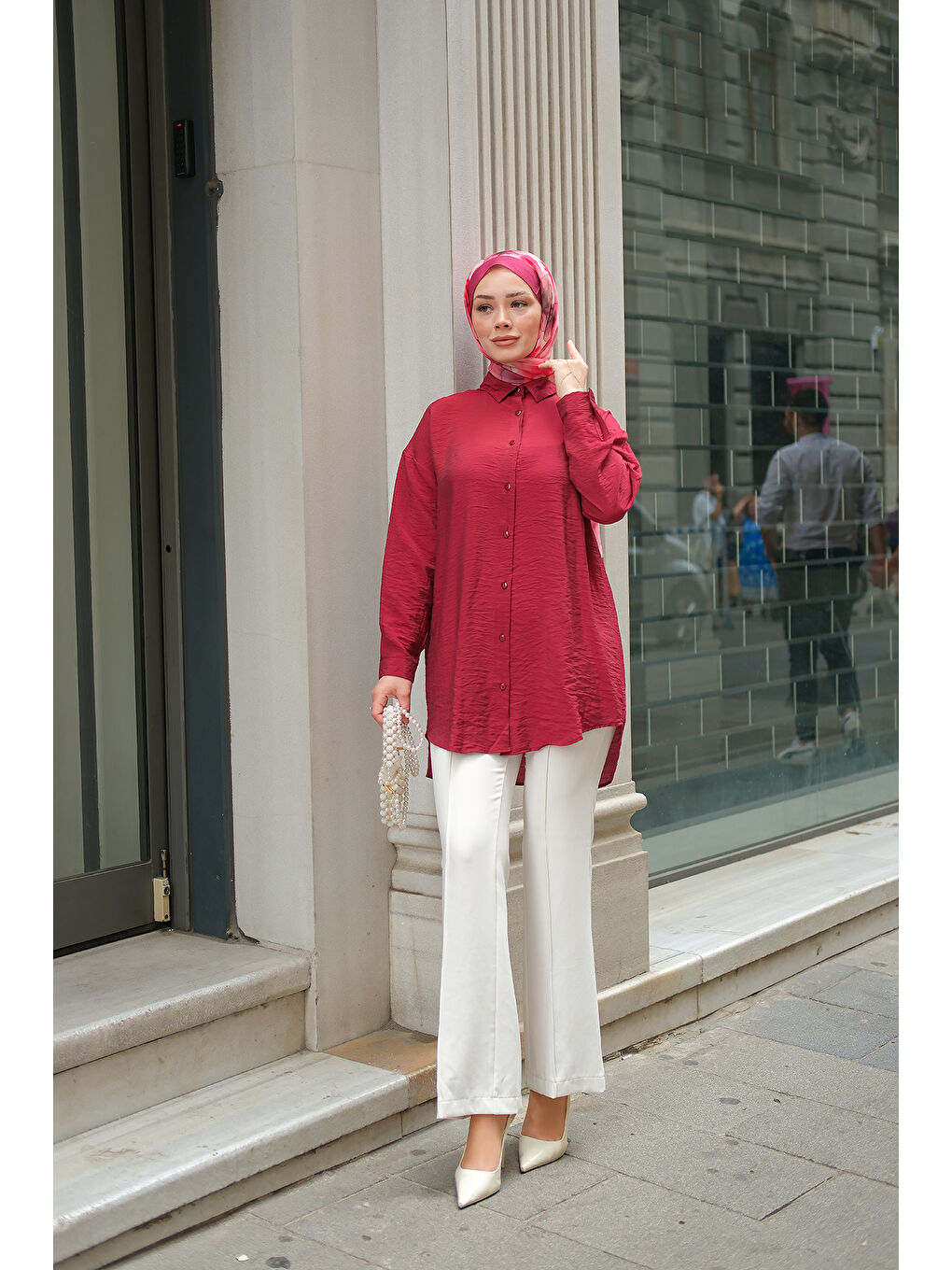 Kadın Rita Kraş Gömlek Bordo-1