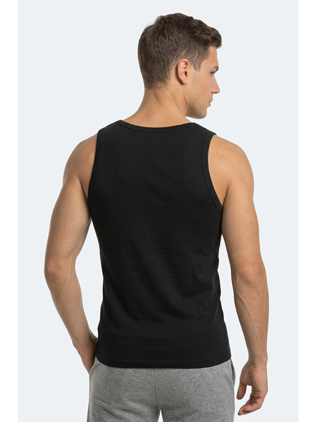 HOKEY Erkek Slim Fıt Kolsuz Siyah Atlet-3