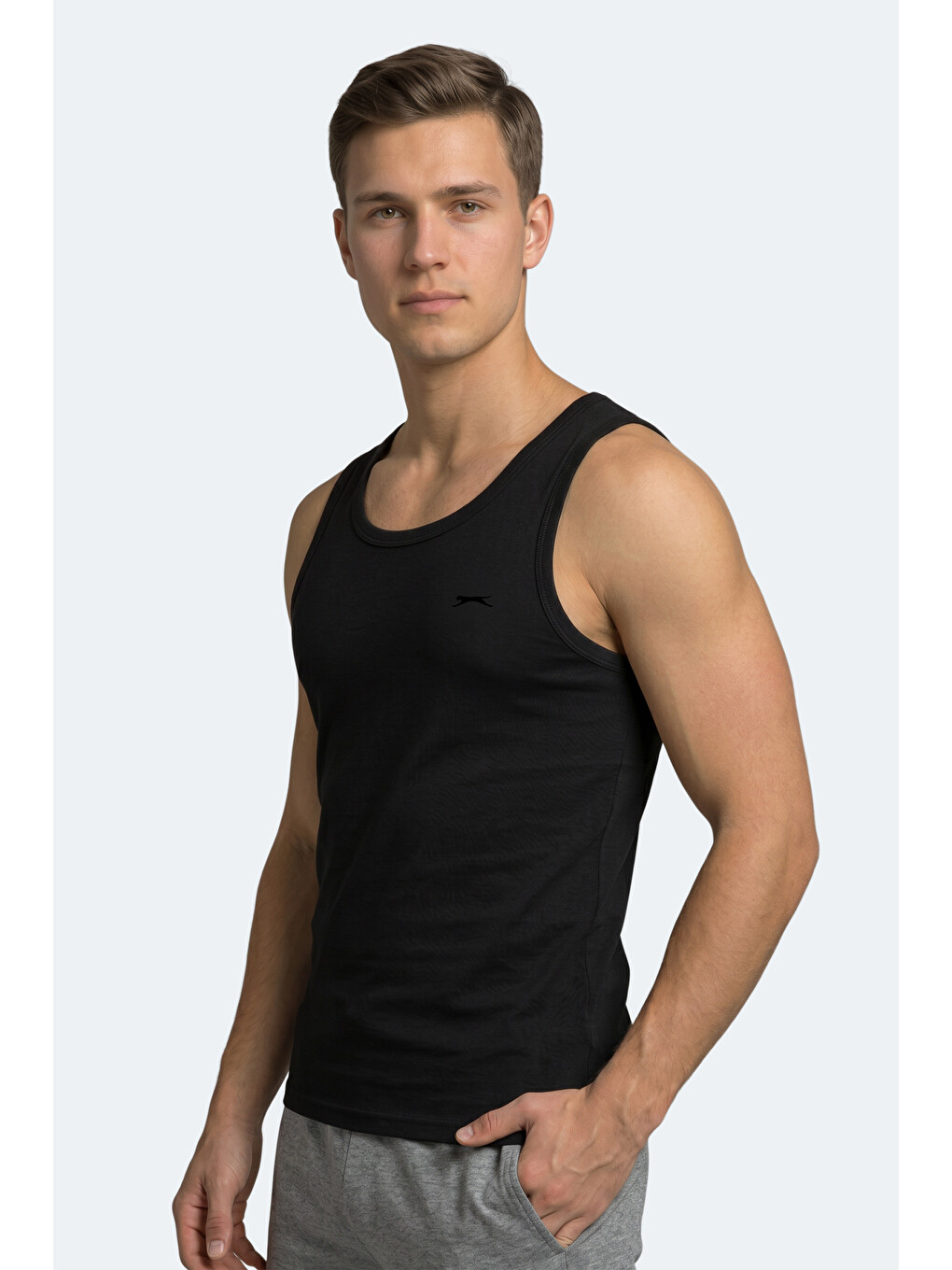 HOKEY Erkek Slim Fıt Kolsuz Siyah Atlet-6