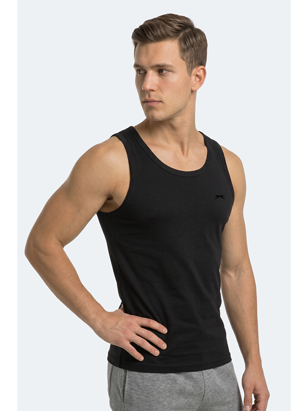 HOKEY Erkek Slim Fıt Kolsuz Siyah Atlet-7