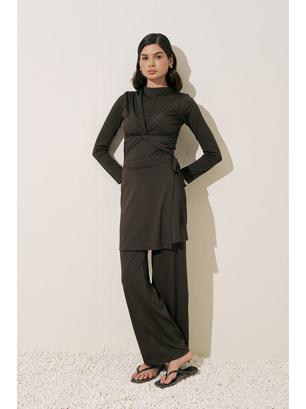 Düğüm Detaylı Surf Mayo Kahverengi-6