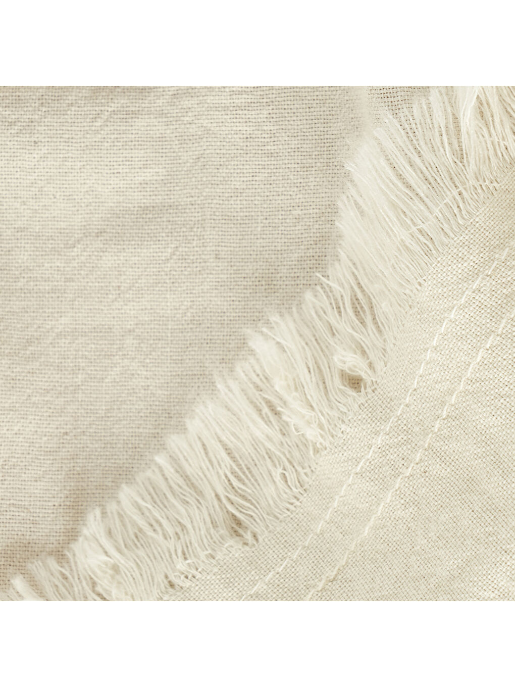 Ekru %100 Pamuk Olive Püsküllü Masa Örtüsü Krem (150x250 cm)-2