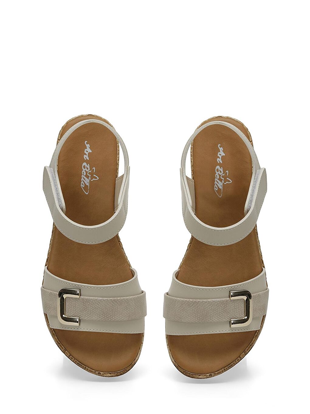 CS24040 4FX Bej Kadın Dolgu Topuk Sandalet-3