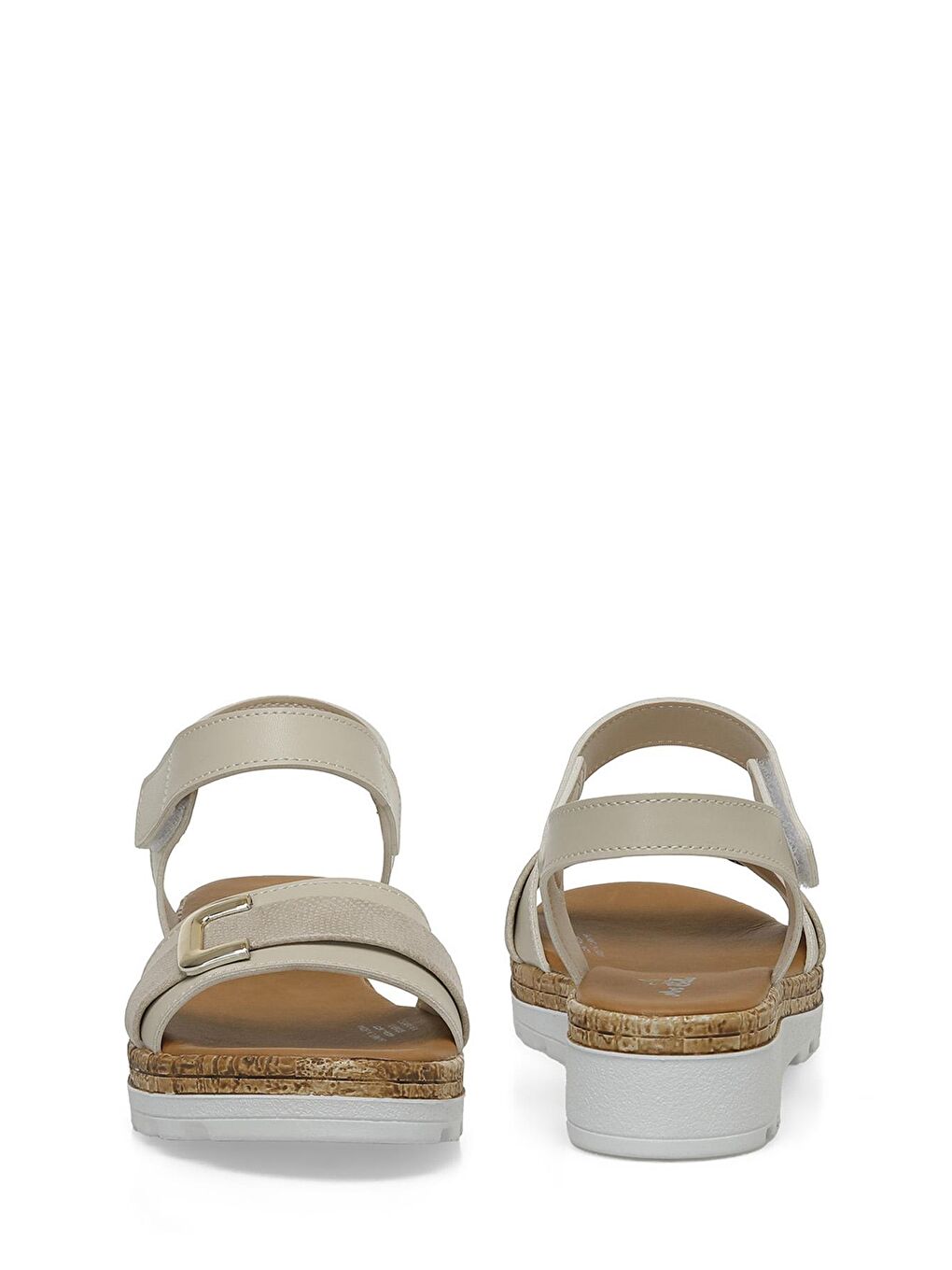 CS24040 4FX Bej Kadın Dolgu Topuk Sandalet-4