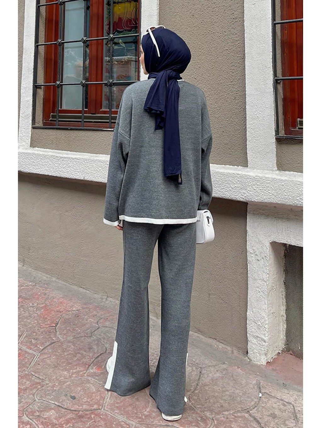 Pantolon Yırtmaçlı Triko Takım Antrasit-3