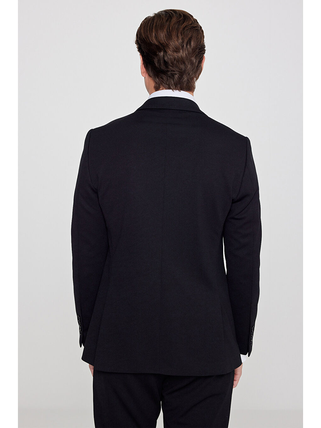 Erkek Siyah Slim Fit Dar Kesim Mono Yaka Beli Bağlamalı Kapak Cepli Esnek Takım Elbise-6