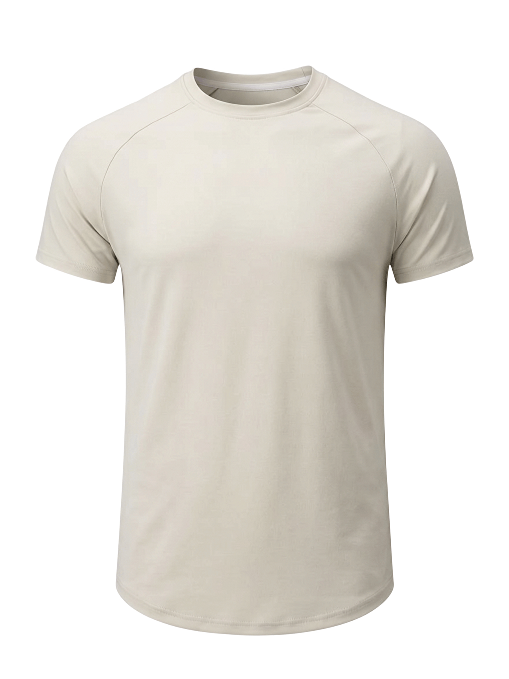 Bej Erkek Spor Tişört Fitness Antrenman Tişörtü Oval Kesim Elastanlı Süprem Reglan Kol OVAL-T22-1