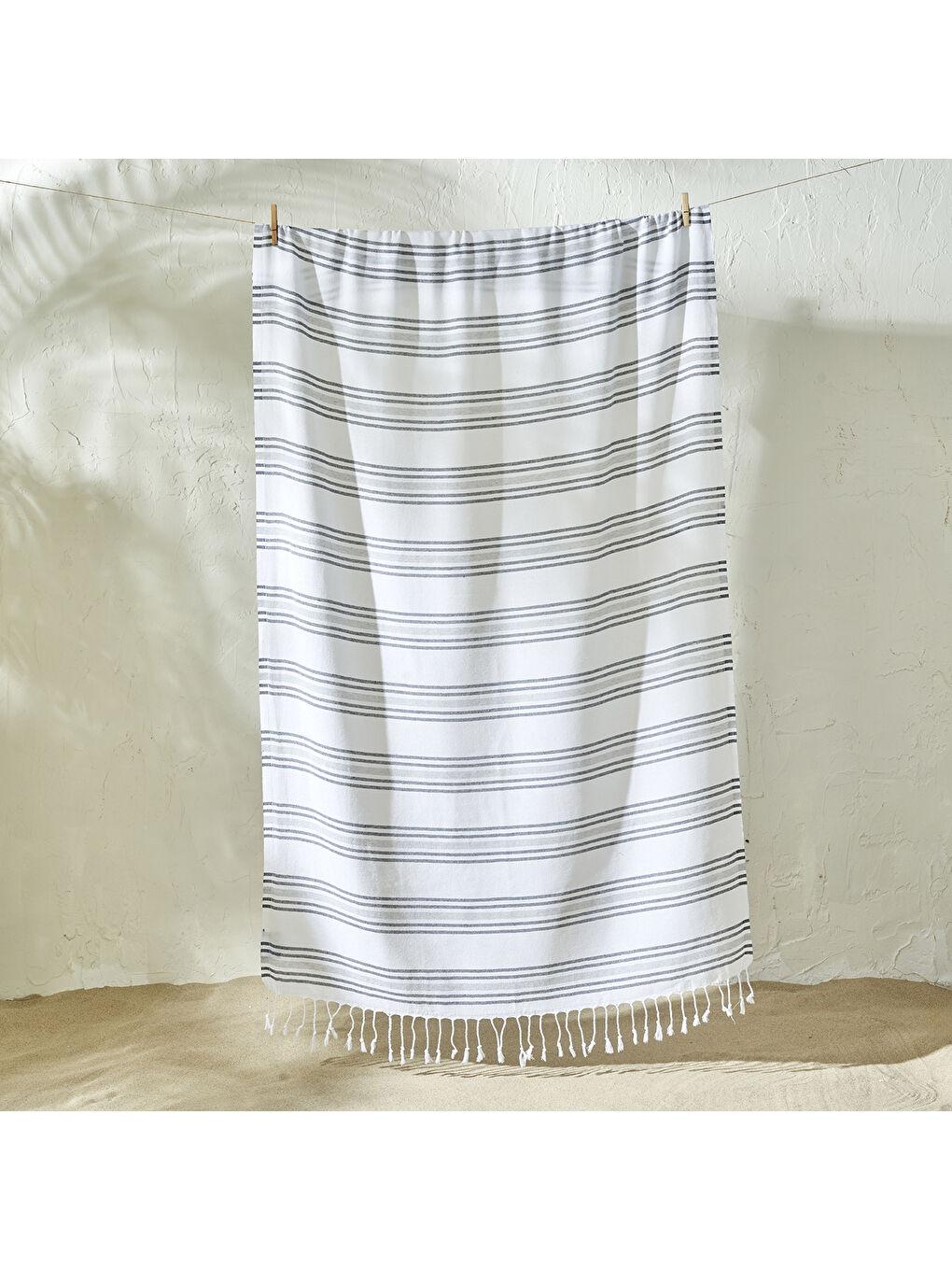 %100 Pamuk Stripe Peştamal Gri (90x160 cm)