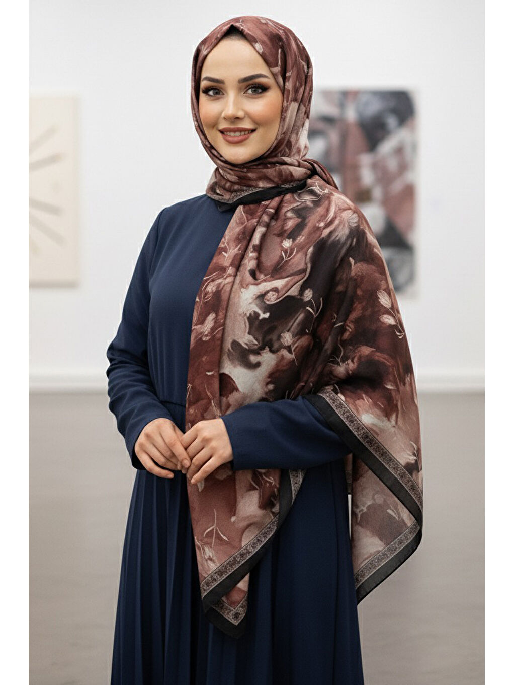 Pembe Soft Mist Serisi Pamuk Şal Somon - 27985-SOMON-1