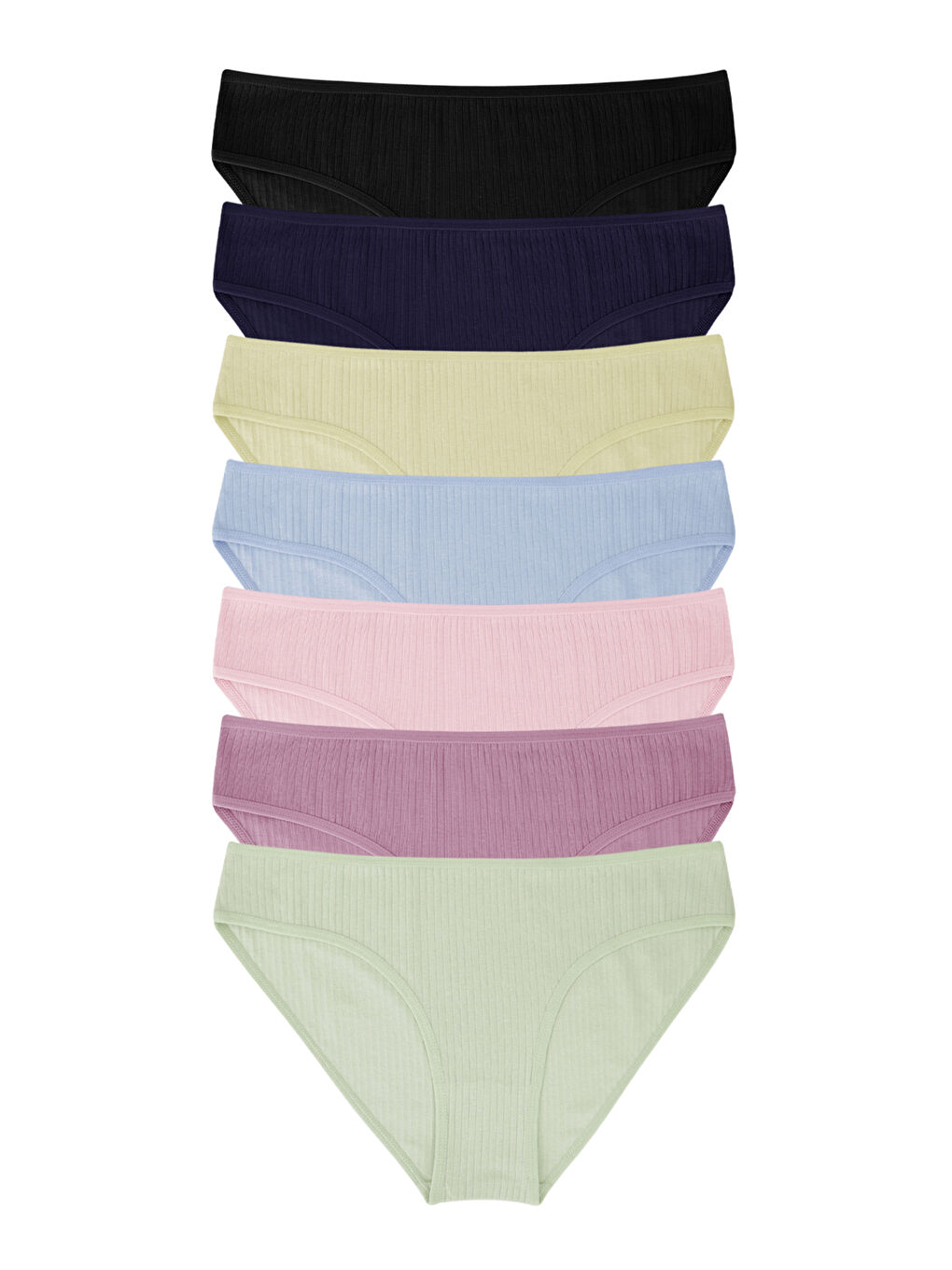 Karışık Kadın Fitilli Ribana 7'li Külot-1