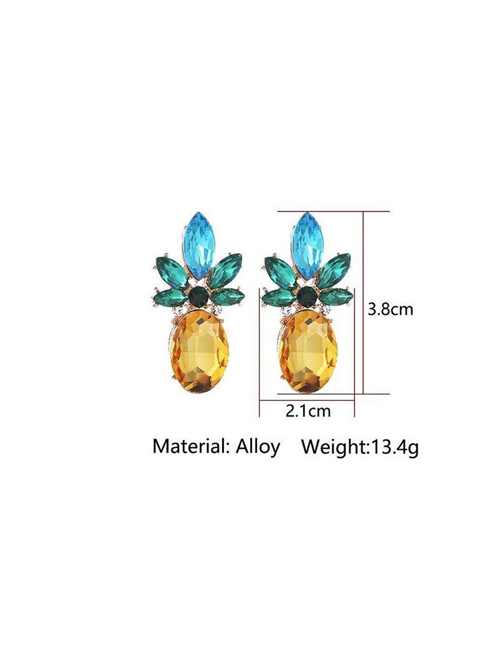 Sarı Kristal Taşlı Ananas Küpe-3