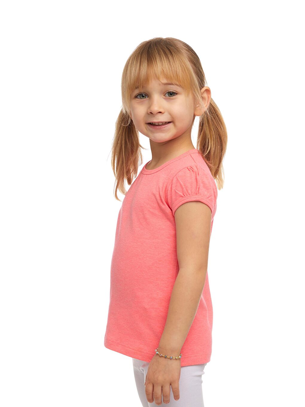 Fosfor Fuşya Kız Çocuk Kısa Kollu Basıc Tişört-1