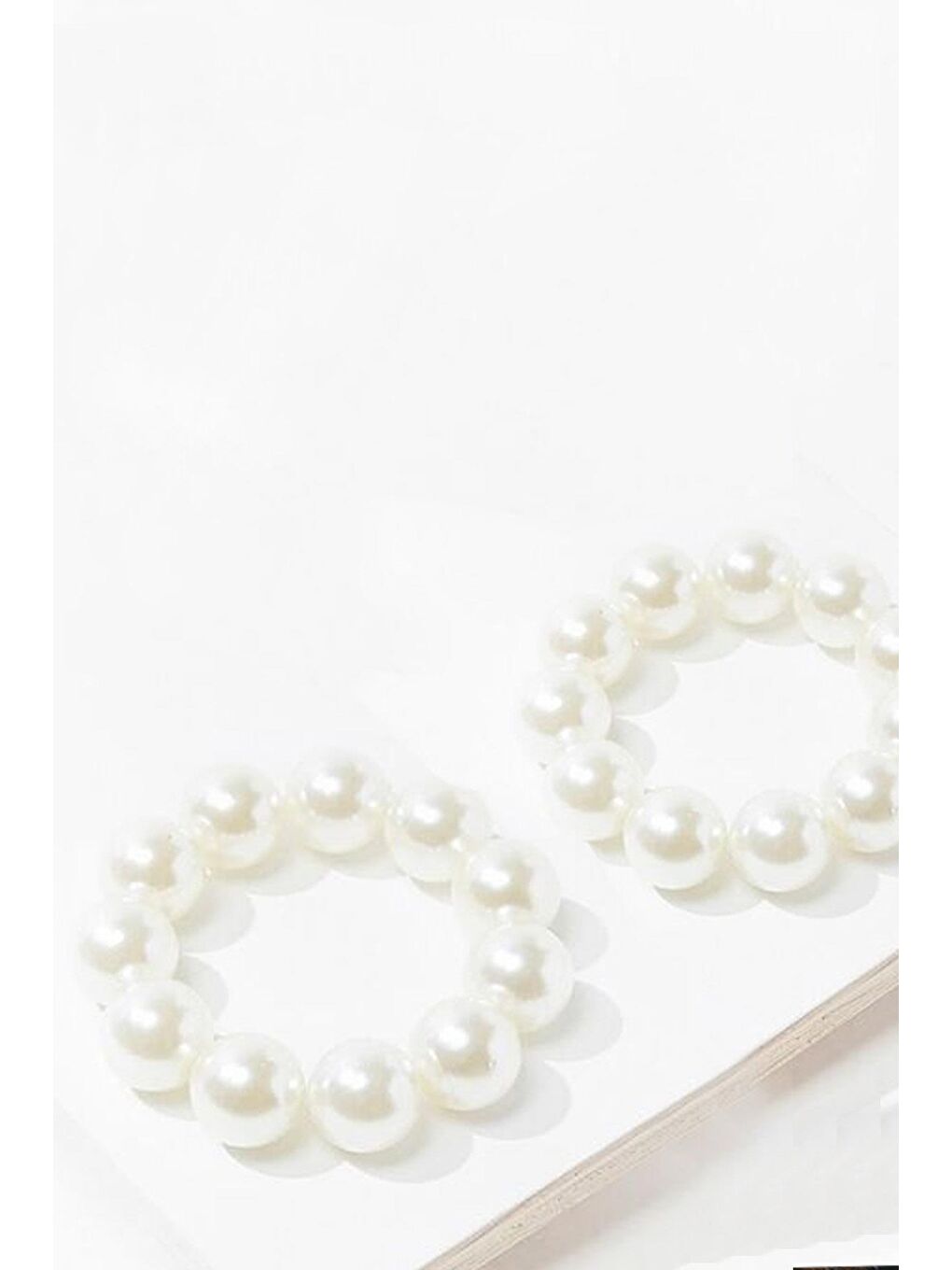 Beyaz 2'li Büyük İncili Lastik Saç Toka Seti-1