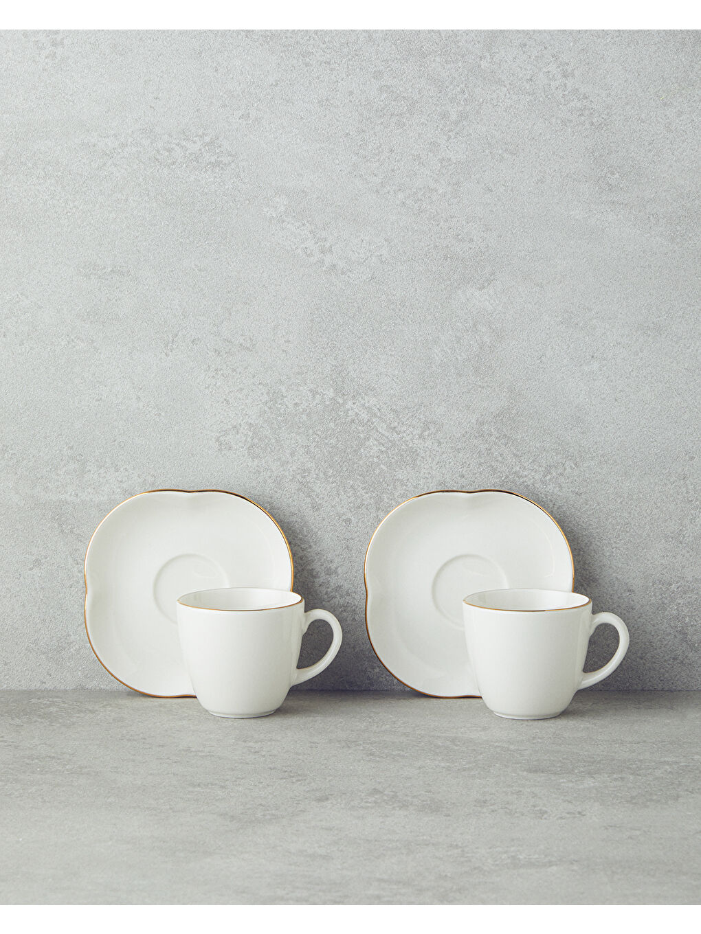 Sarı Aren Porselen 4 Parça 2 Kişilik Kahve Fincan Takımı 80 ml Gold-1