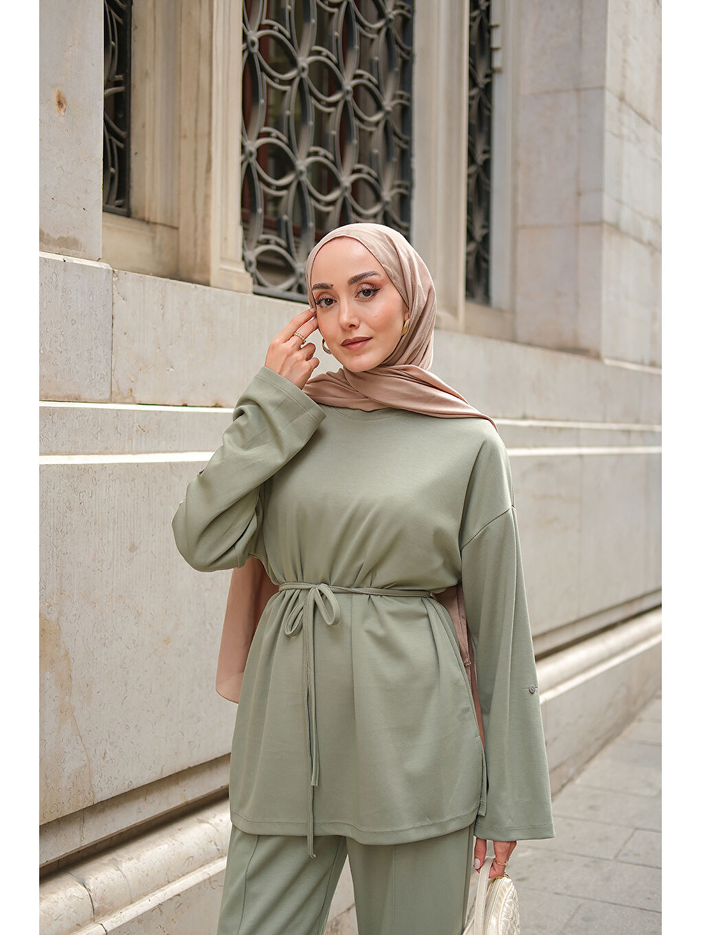 Kadın Bel Bağlamalı İkili Takım Yeşil-1