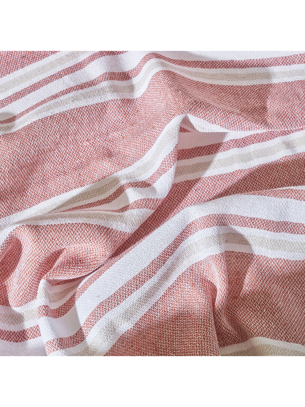 Kahverengi %100 Pamuk Stripe Peştamal Kiremit (90x160 cm)-1