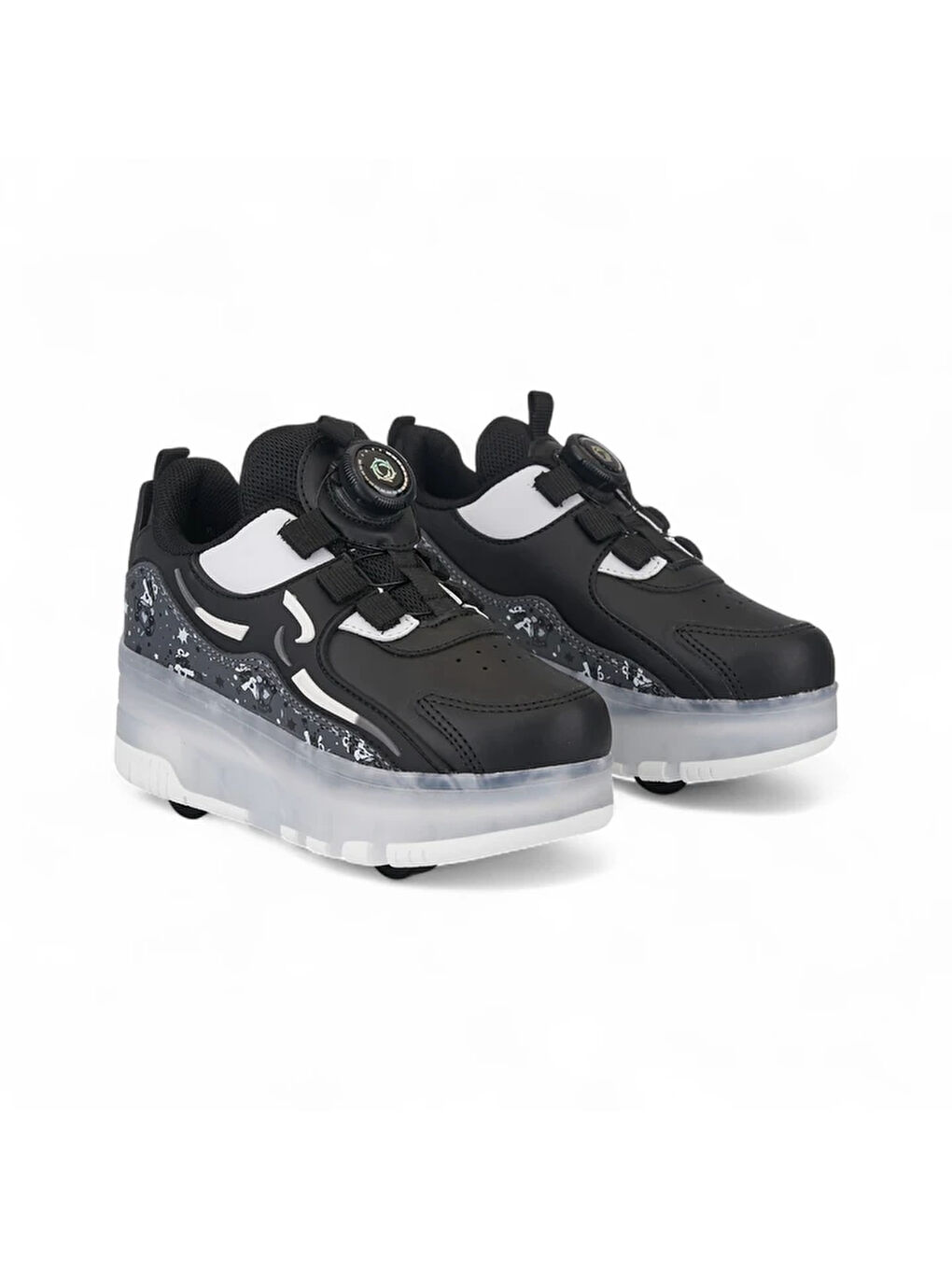 Siyah Işıklı Patenli Ortopedik Unisex Çocuk Spor Ayakkabı Nils-1