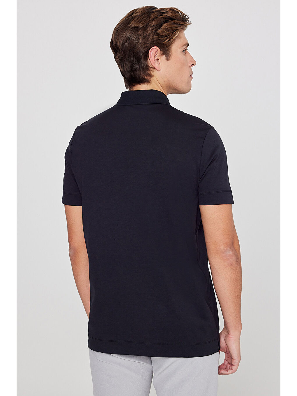 Erkek Siyah Standart Fit Normal Kesim Polo Yaka Esnek Tişört-4