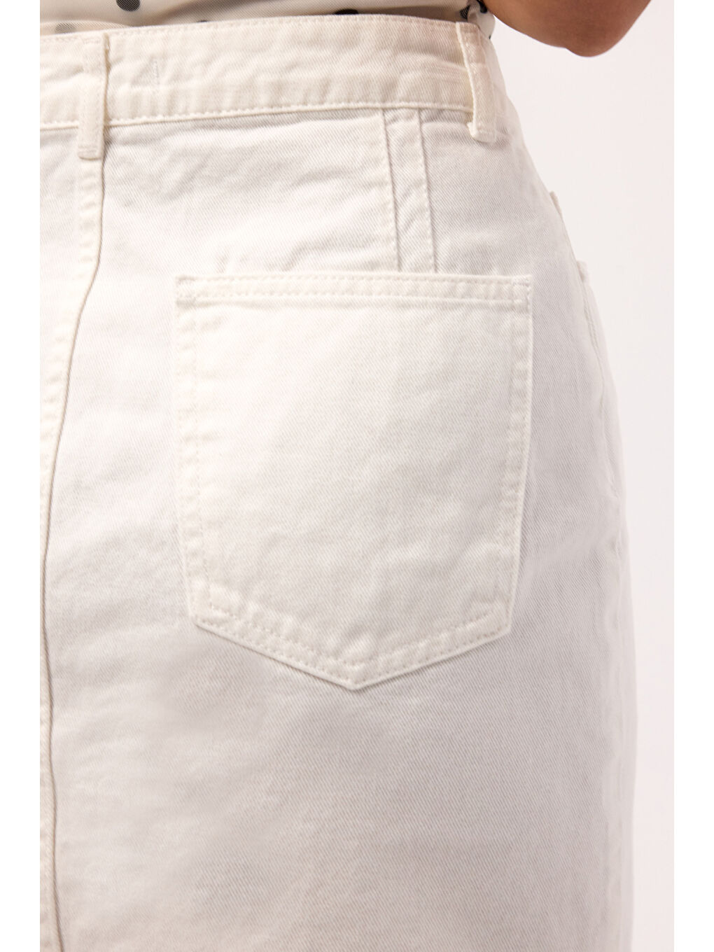 Kadın Kırık Beyaz 7s6-101 Straight Mini Denim Etek-3