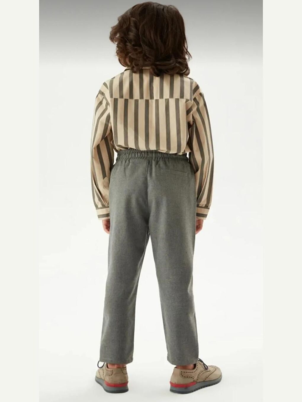 Gri Erkek Çocuk Kumaş Okul Pantolonu - %100 Pamuk, 6-10 Yaş, Rahat Kalıp-1